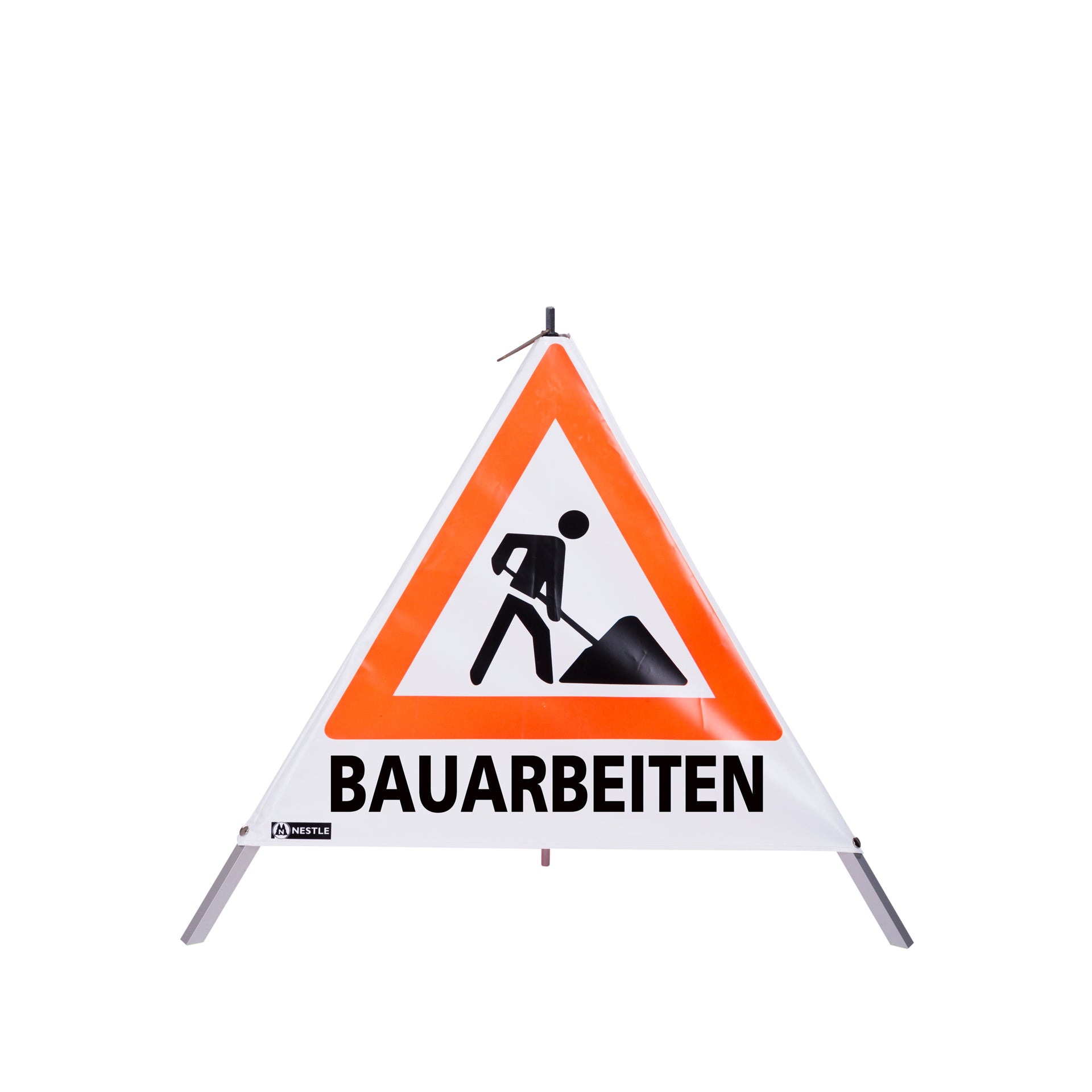 NESTLE Warnpyramide 70 cm, Schaufelmann (VZ123), weiß, mit Mittelfuß NESTLE Warnpyramide 70 cm, Schaufelmann (VZ123), weiß, mit Mittelfuß